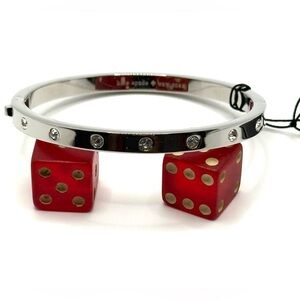 NWT Kate Spade “Set in Stone” Hinged Silver Bangle | Crystal Accent | Giftable